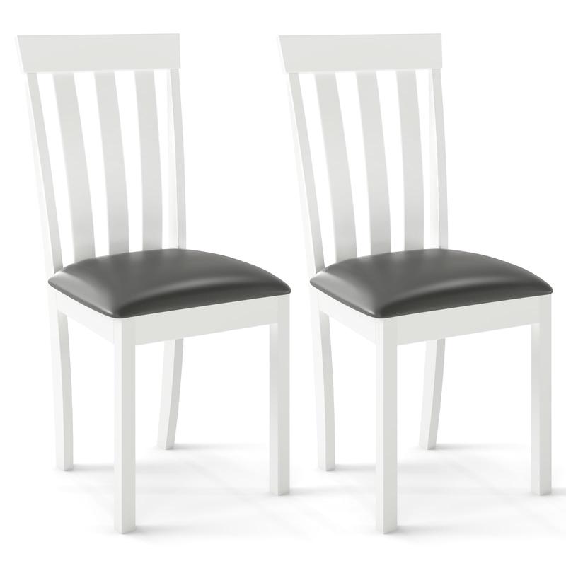 Upholstered Wooden Dining Chair Set, 2 Chairs, White - White