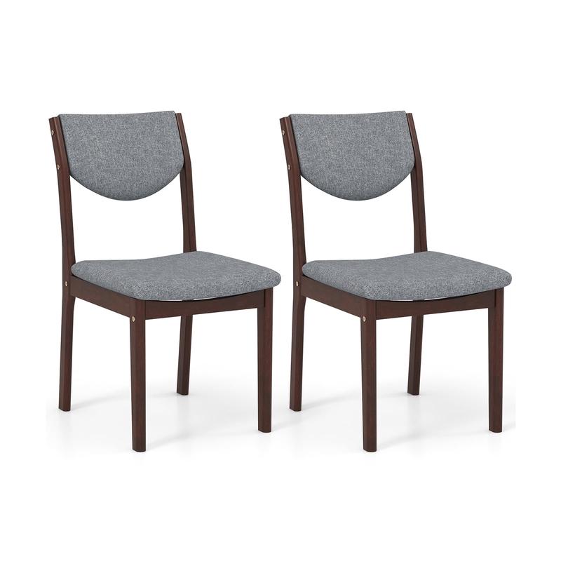 Set Of 2 Wood Kitchen Chairs, Faux Leather Upholstered Seat, Gray - Gray