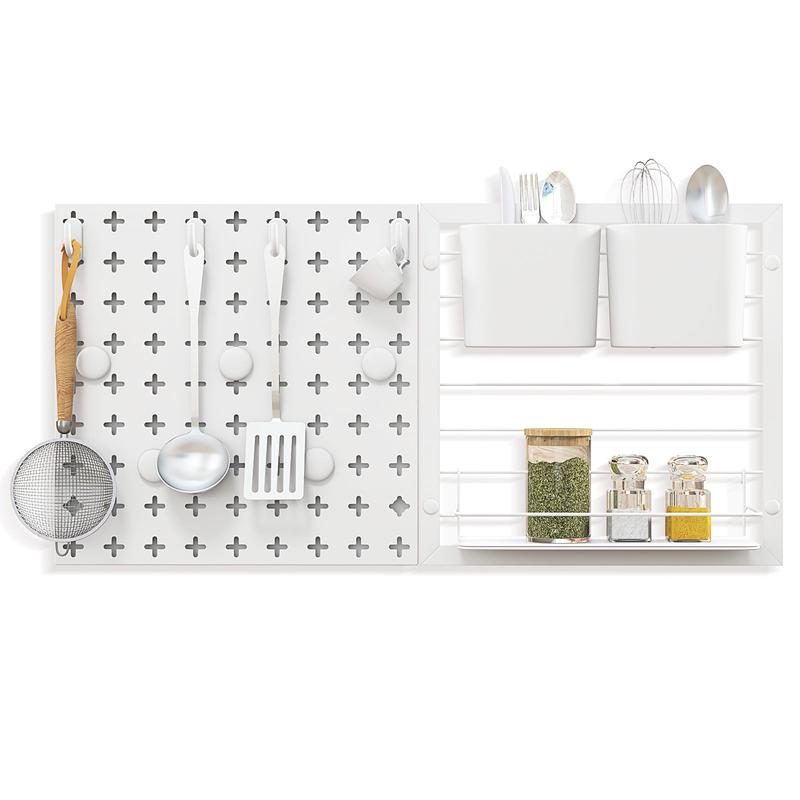 Wall Organizer Kit With Magnets And Hooks, White - White