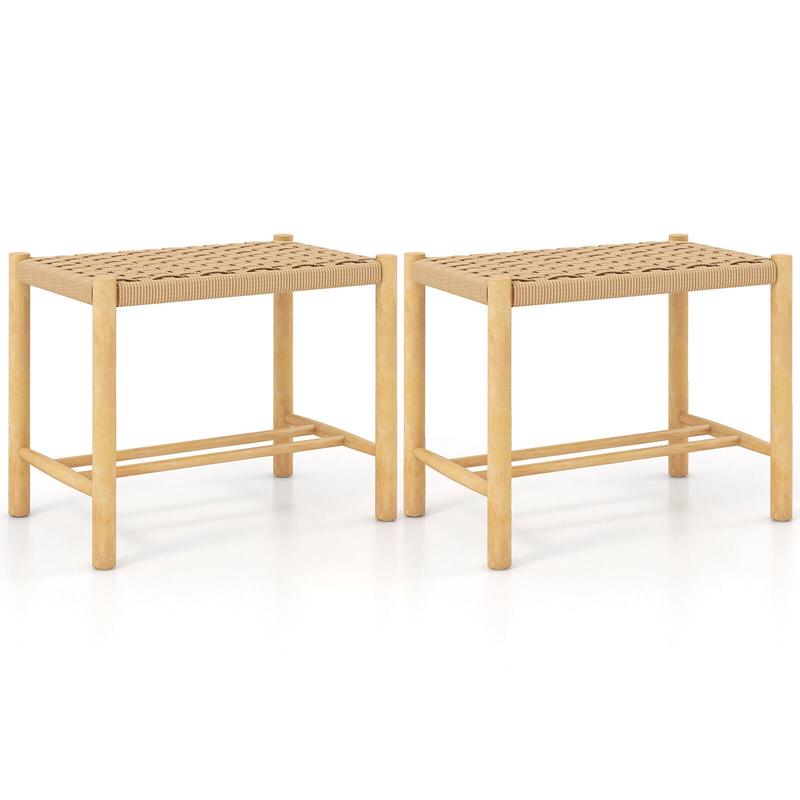 18 Inch Dining Stool Set, Natural, 2-Piece - Natural