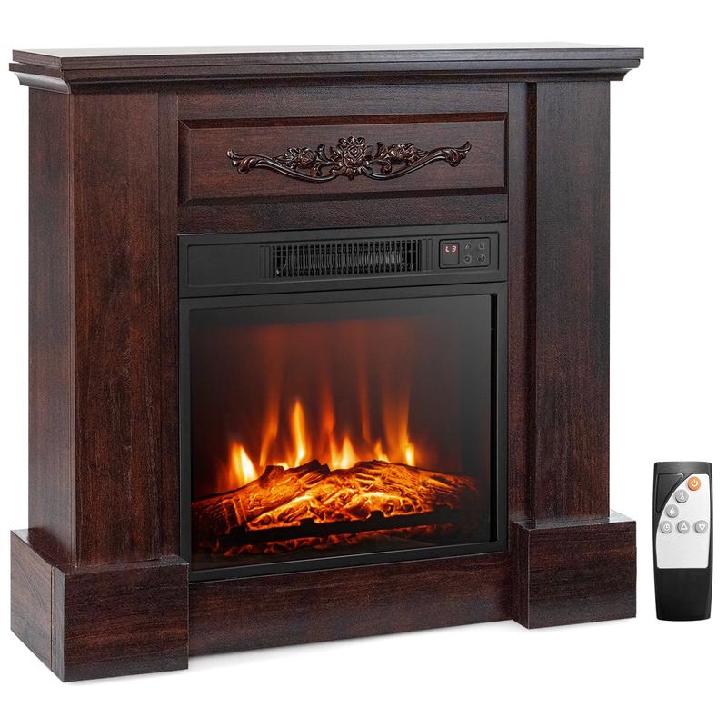 1400W Electric Fireplace TV Stand Mantel, Remote Control, Natural - Natural