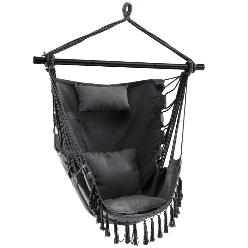 Hanging Rope Swing Chair, Gray - Gray