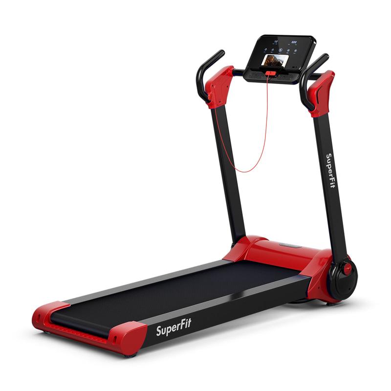 2.25 HP Electric Folding Treadmill With LED Display, APP Control, Red - Red