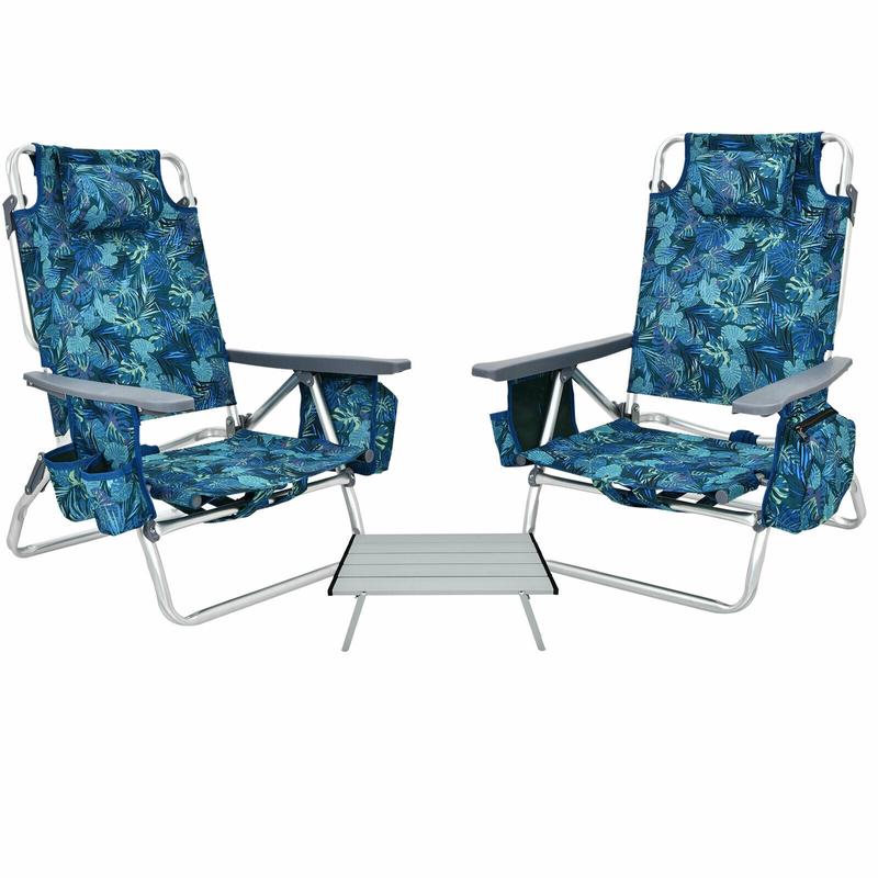 2 Pack 5-Position Folding Beach Chair, Multicolor - Multicolor