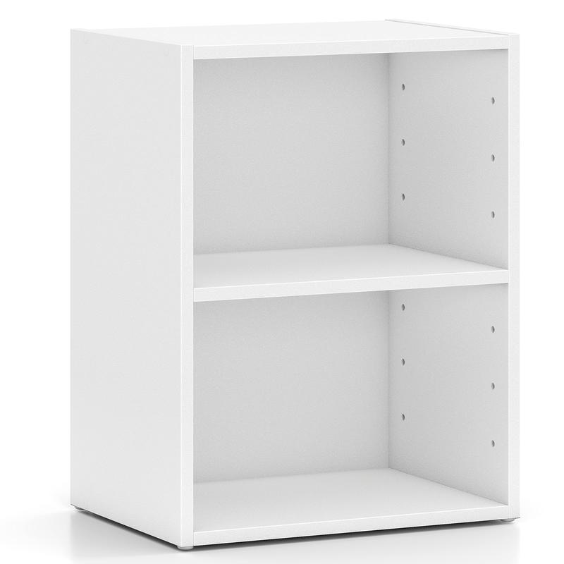 2-Layer Multifunctional Display Cabinet, Large Capacity Storage, White - White