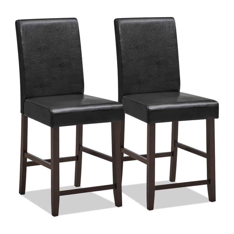 25 Inch Counter Height Bar Stools, Set of 2, Black - Black