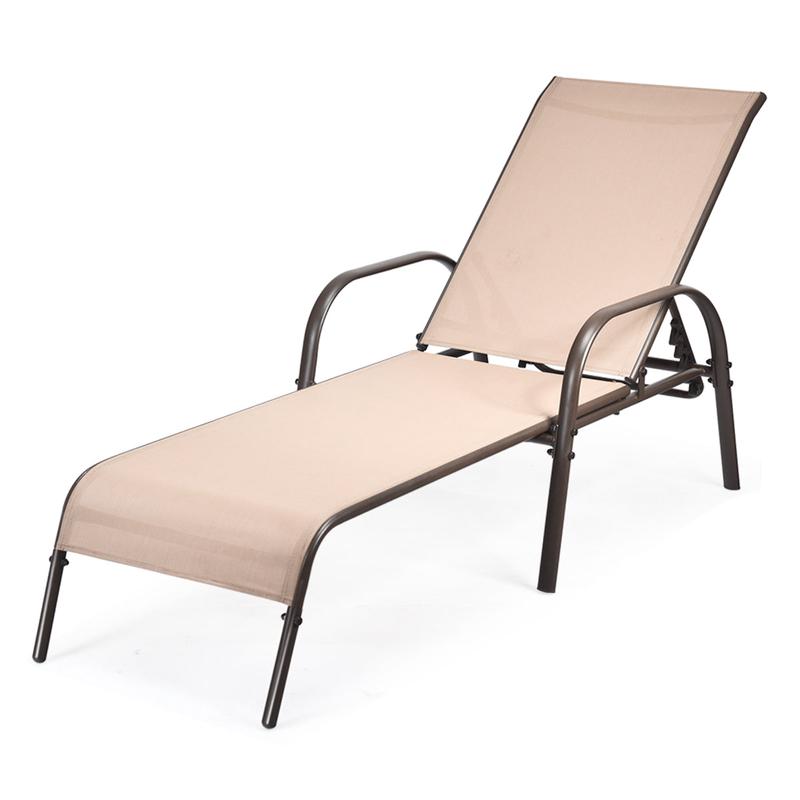 Adjustable Patio Chaise, Outdoor Folding Lounge Chair, Brown - Brown